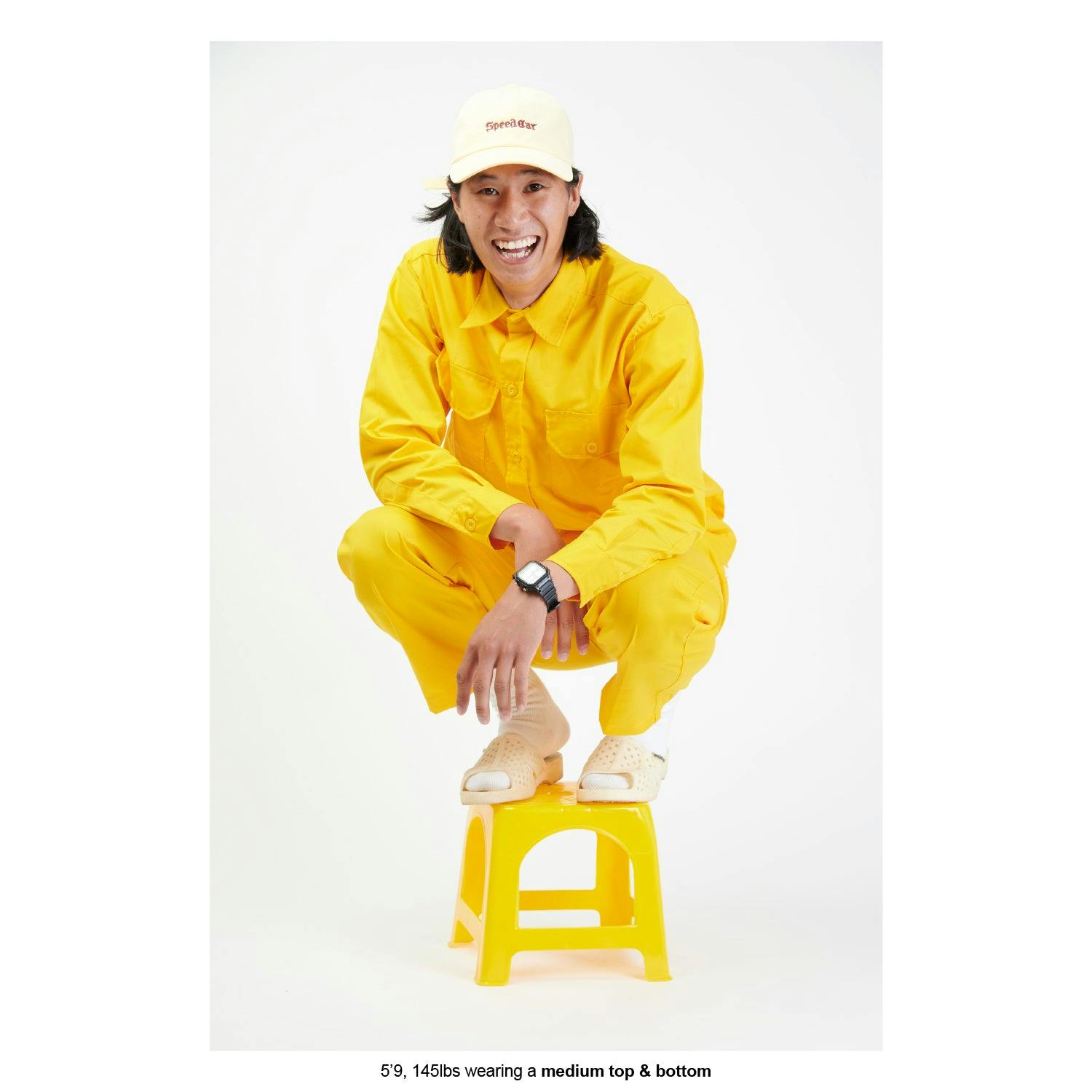 a yellow work pant = 6 of 8
