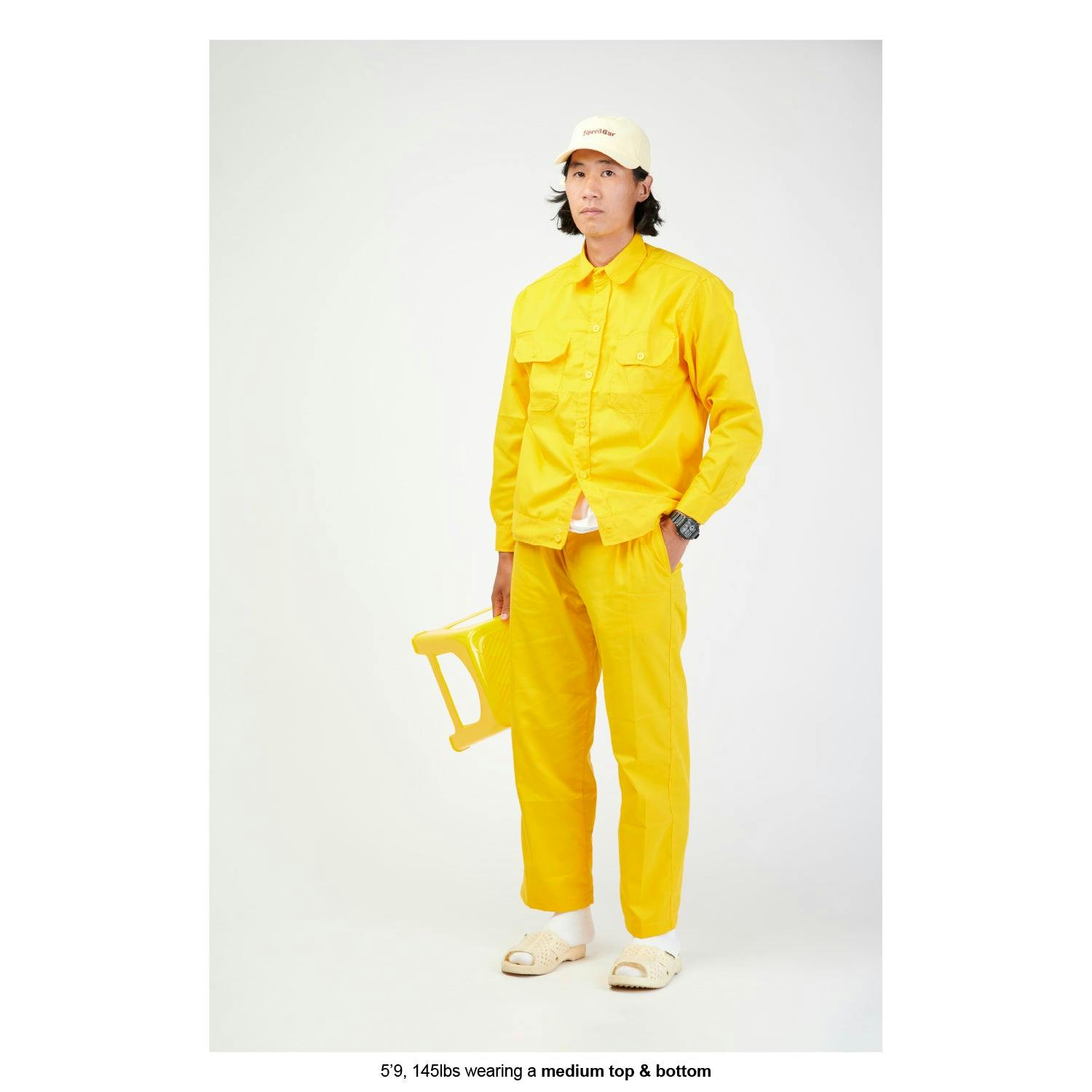 a yellow work pant = 5 of 8
