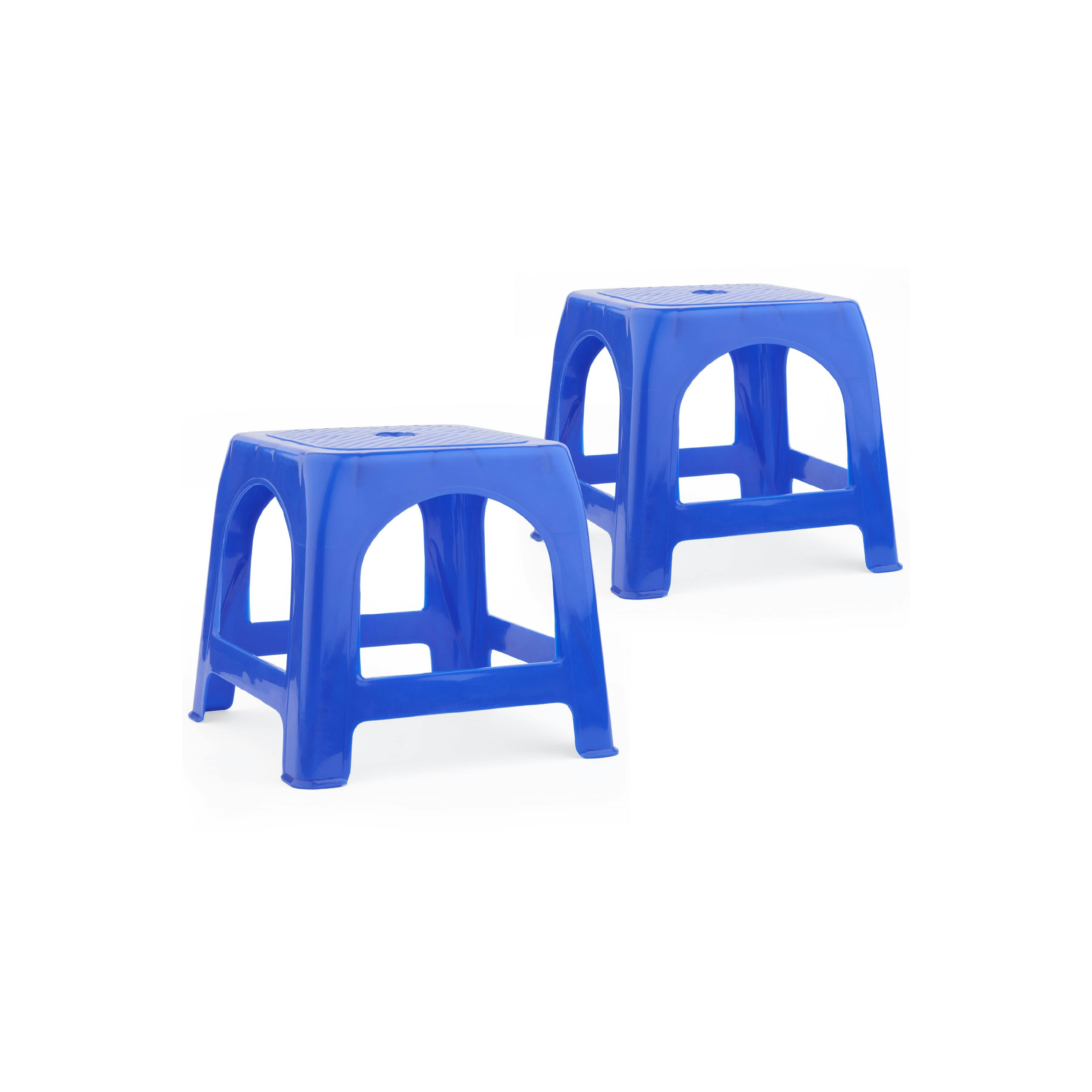 a set of blue stools = 1 of 6